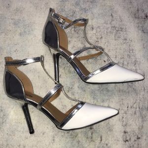 White & silver heels